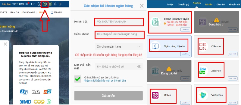 Rút tiền thưởng về ví điện tử đơn giản 